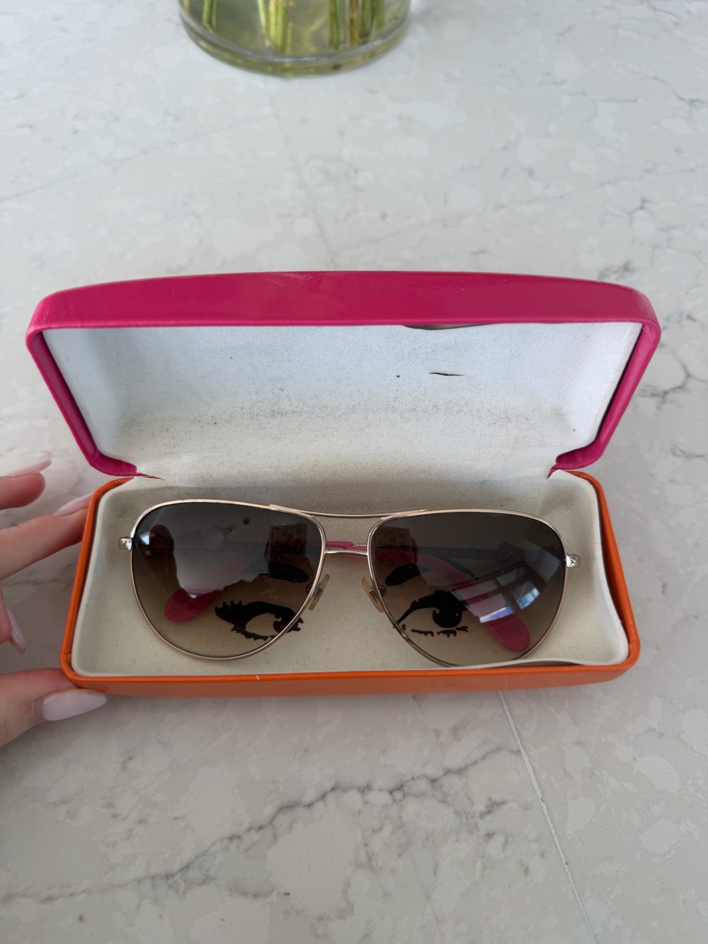 Women's Aviator Sunglasses in Pink and Gold